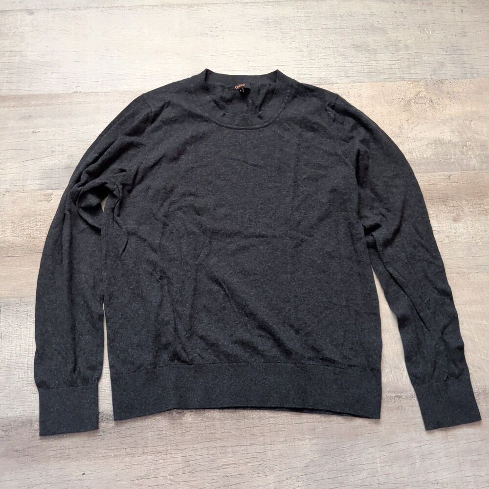 Quince Cotton Cashmere Crewneck Sweater Men Large L Charcoal Dark Gray Knit